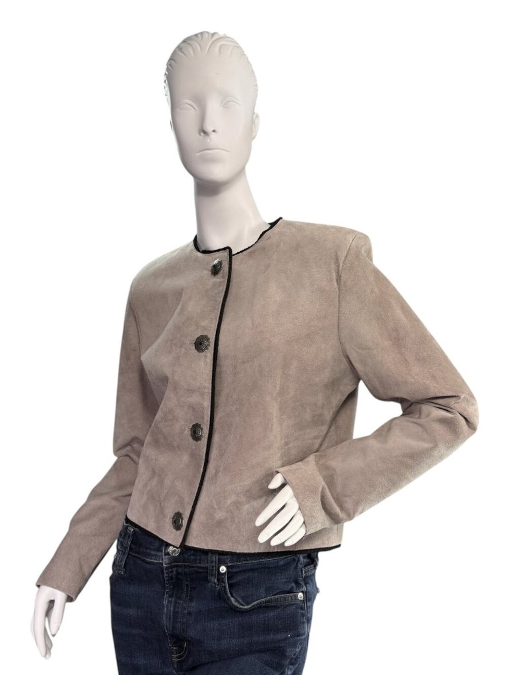 Vintage Arella Southwestern Tan Leather Suede Jacket w/ Concho Buttons Size M